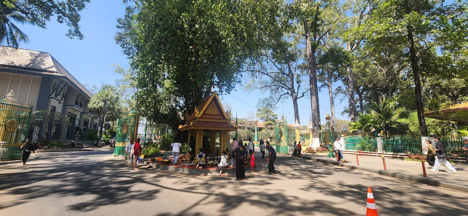 Wide view of the shrine compound in the Royal Gardens